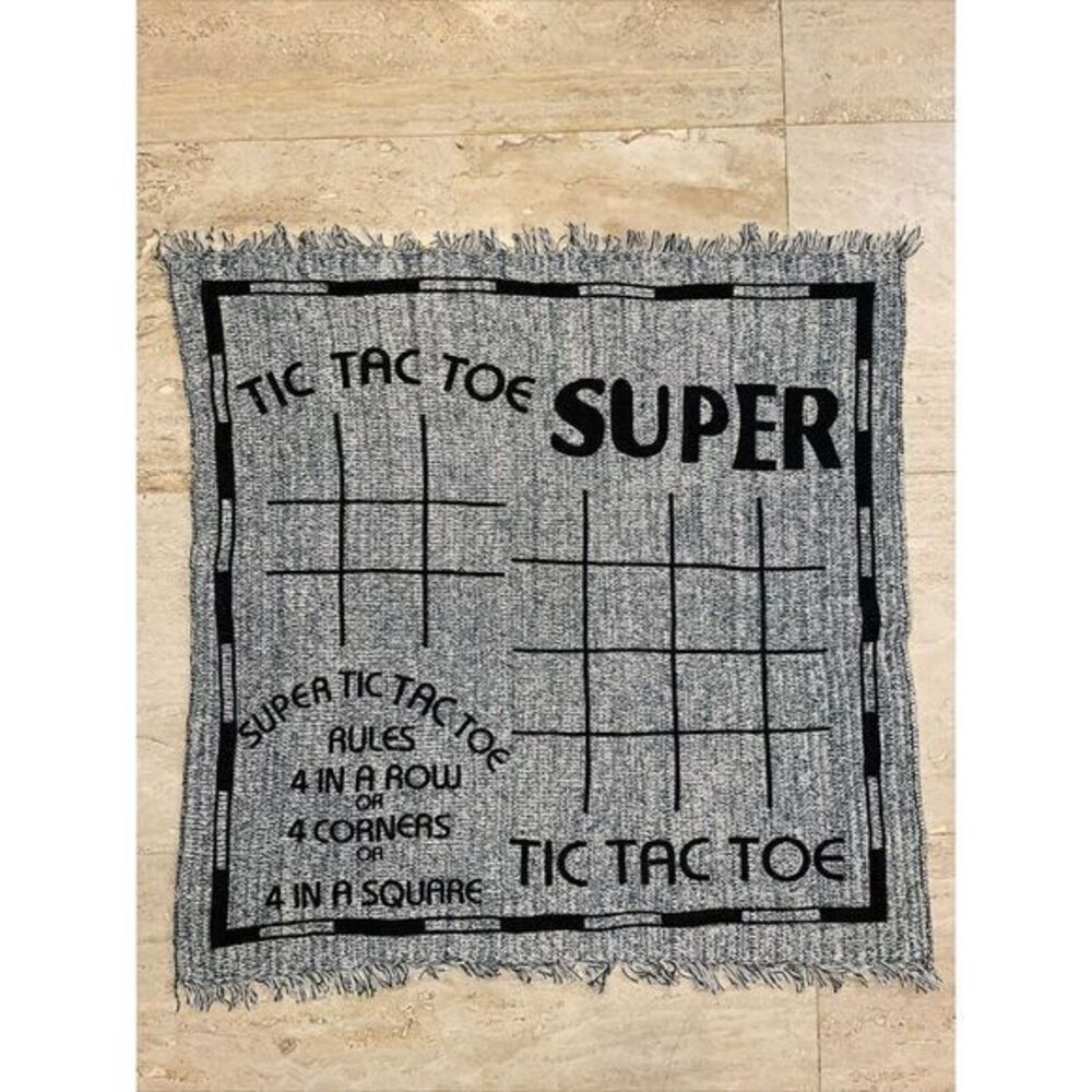 Jumbo 25" Knitted 3 In 1 Game Rug ONLY Checkers Tic Tac Toe & Super Tic Tac Toe